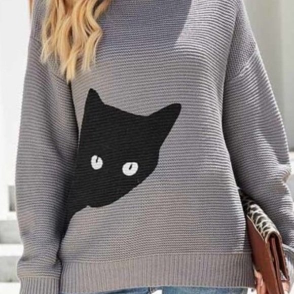 Last 1! NEW Kitty cat cozy knit turtleneck sweater - Picture 4 of 6